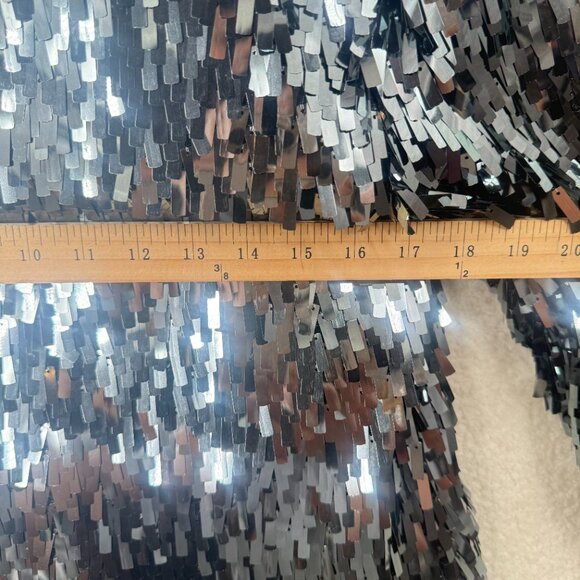 H&M SILVER GREY MIRRORED Square Sequins CABARET  GLITZY Evening Jacket Cardigan - Picture 9 of 10